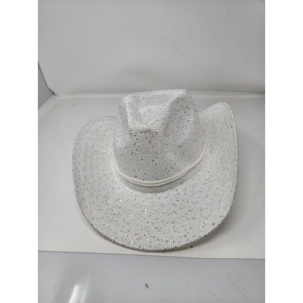 Wild Fable Womens Sequin Western Cowboy Hat White Polyester Blend Size S/M
